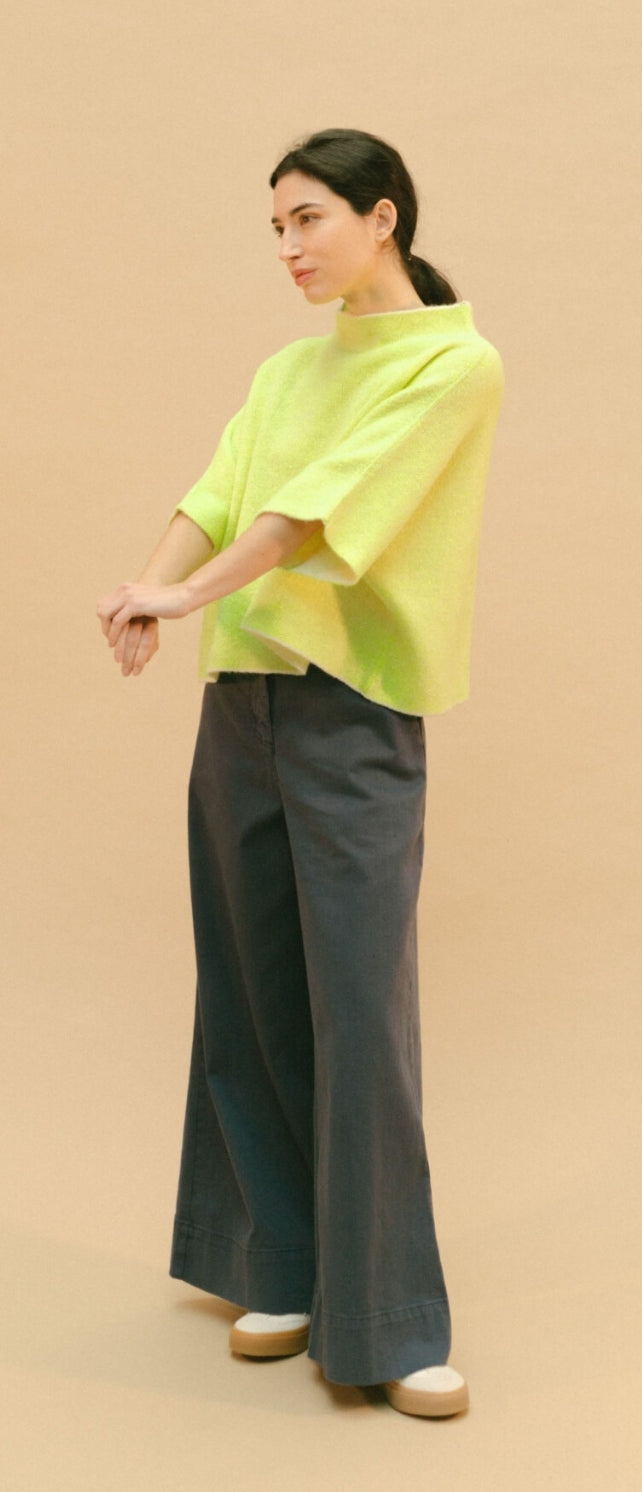 Jersey de punto amarillo flúor