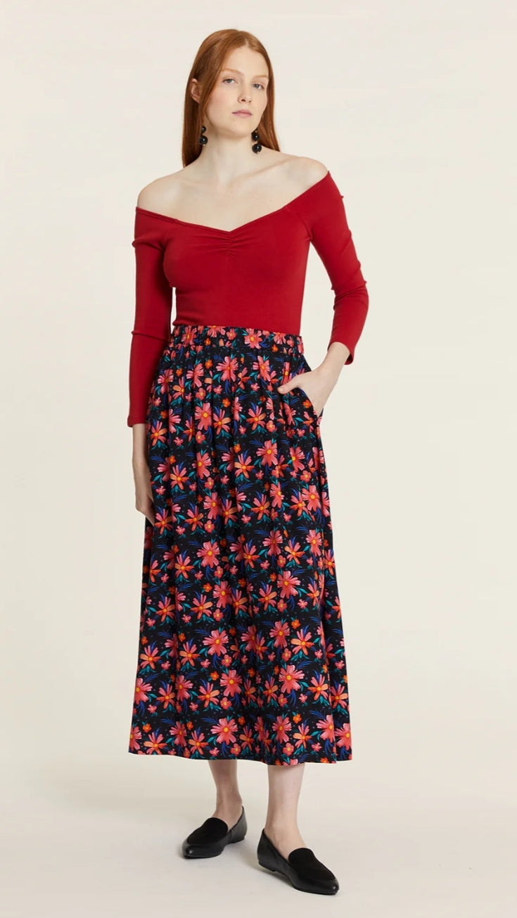 Falda floral rizada