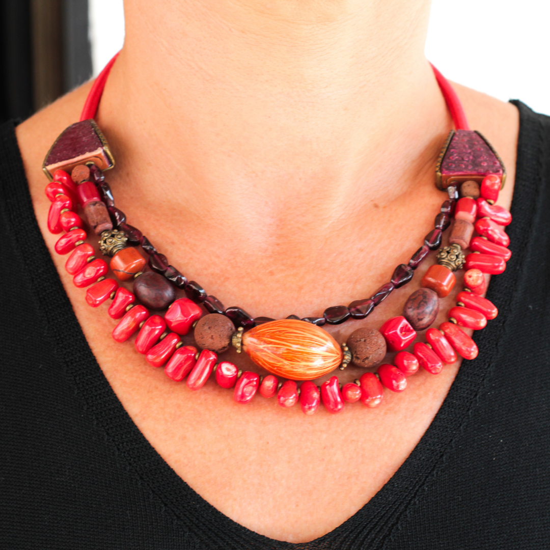 Collar rojo de Nature Bijoux - Colección Hoguera