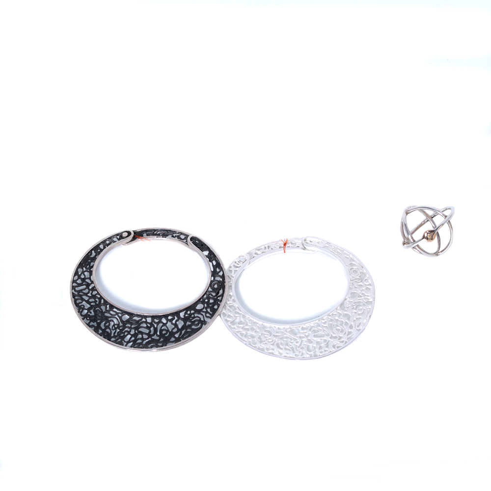 Pulsera aro con encaje de plata blanco / negro, Alex de Haro
