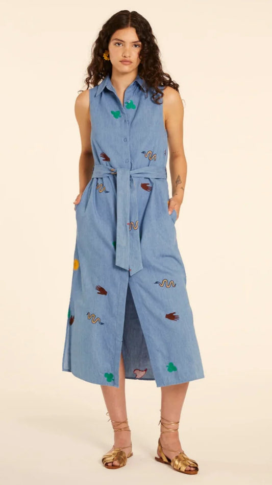 Vestido Denim bordado
