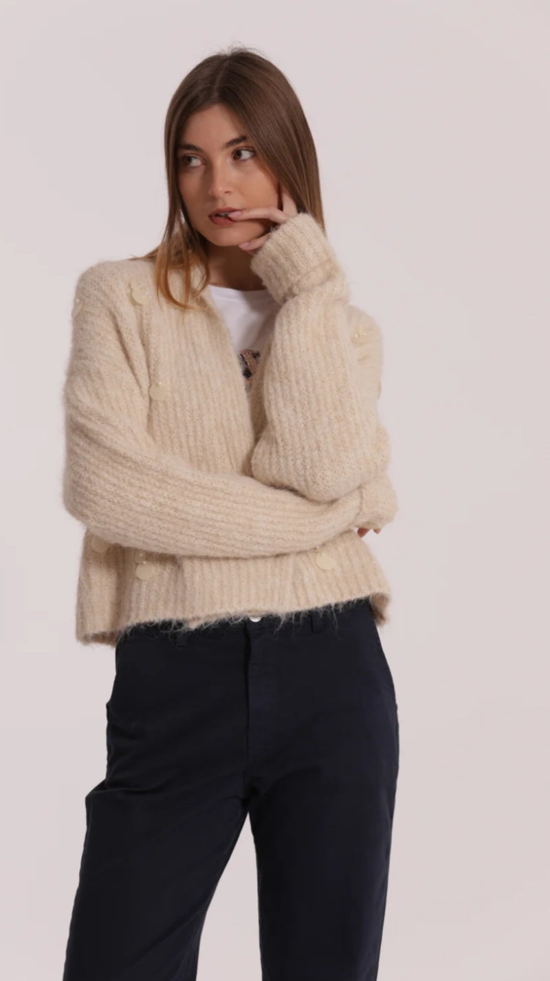 Chaqueta lentejuelas beige