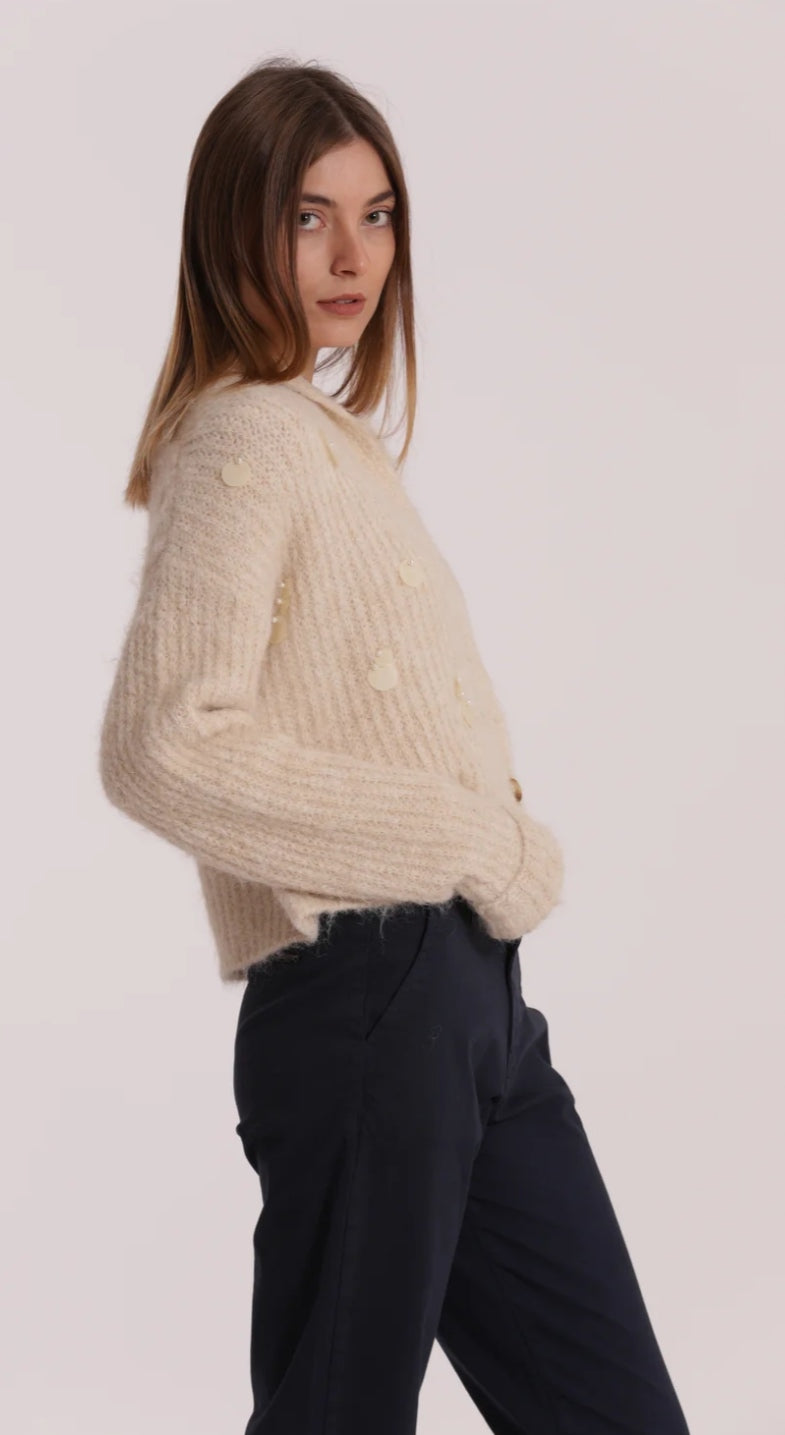 Chaqueta lentejuelas beige