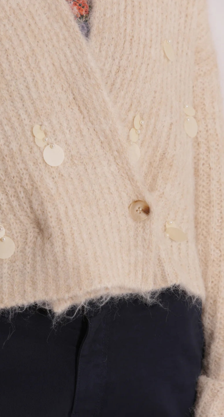 Chaqueta lentejuelas beige